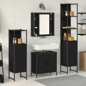 Conjunto de Móveis para Casa de Banho de 4 peças Carvalho Preto Madeir