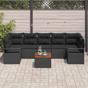 Conjunto de Sofá de Jardim 8 pcs Preto Grande Vime