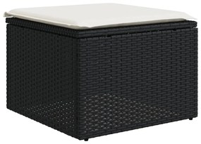8 pcs conjunto sofás de jardim com almofadões vime PE preto