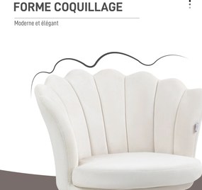 Poltrona em forma de concha, cadeira de Toucador, poltrona de veludo, poltrona de sala com pés em metal dourado e creme