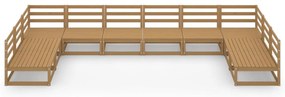 10 pcs conjunto lounge de jardim pinho maciço