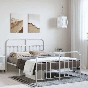 Estrutura de cama com cabeceira e pés 150x200 cm metal branco
