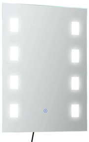 kleankin Espelho Casa Banho LED 14,5W Antiembaciamento Interruptor Tátil Luzes Branco Frio 70x50 cm Prata