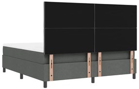 Cama Box com Colchão e Banco Cinza Escuro 180x200 cm Tecido