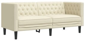 3 pcs conjunto de sofás chesterfield couro artificial creme