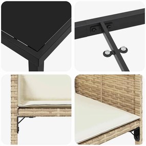 Conjunto de Jantar para o Jardim com 5 Peças da e Almofadas Bege em Ra