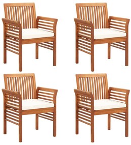 Cadeiras de jantar p/ jardim com almofadões 4 pcs acácia maciça