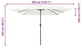 Parasol de Jardim Quadrado vidaXL 295x245 cm Branco Areia