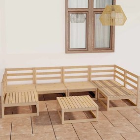 vidaXL 7 pcs conjunto lounge de jardim pinho maciço