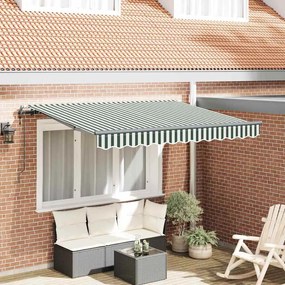 vidaXL Toldo Retrátil Manual Verde e Branco e Antracite
