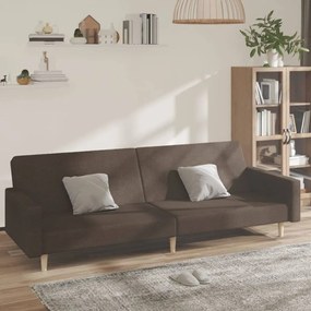 vidaXL Sofá-cama de 2 lugares tecido castanho-escuro