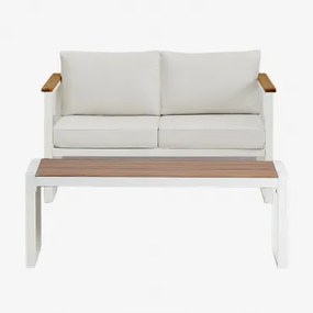 Conjunto De Jardim Com Sofá De 2 Lugares E Mesa De Centro Em Alumínio 110x55cm Lipov Gardénia Branco - Sklum