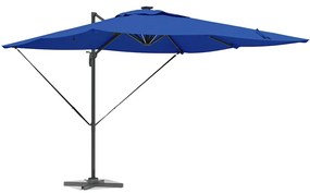 Parasol Cantilever Roma com LEDs em Azul Céu – 286 x 285 x 270 cm, Alu