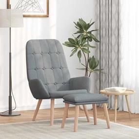 vidaXL Cadeira de descanso com banco p/ pés tecido cinza-claro