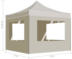 Tenda dobrável profissional com paredes alumínio 2x2 m creme
