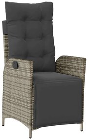 9 pcs conjunto de jantar p/ jardim c/ almofadões vime PE cinza