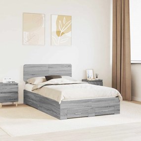 vidaXL Estrutura da Cama Cinza Sonoma 135 x 190 cm Madeira processada