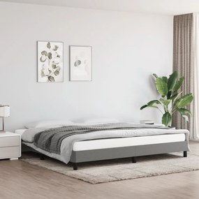 Estrutura de cama sem colchão 200x200 cm tecido cinzento-escuro