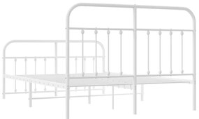 Estrutura de cama com cabeceira e pés 135x190 cm metal branco