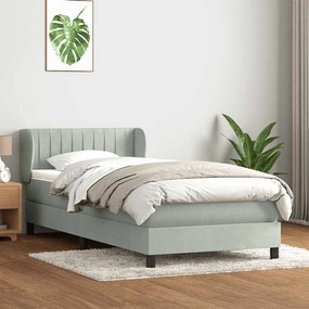 vidaXL Cama box spring com colchão 100x210 cm veludo cinzento claro