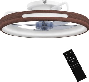 Ventilador de Teto com Luz LED 40 W Motor DC Reversível Comando à Distância 6 Velocidades 3 Cores Temporizador Teca