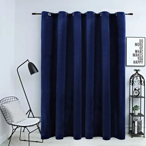 vidaXL Cortina blackout c/ argolas metal 290x245 cm veludo azul-escuro