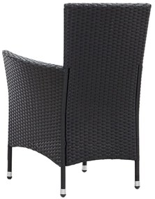 7 pcs conjunto jantar exterior com almofadões vime PE preto