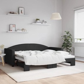 vidaXL Sofá-cama com gavetão 90x190 cm tecido preto