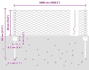 Postes de Cerca vidaXL 11 pcs U-Channel 40 cm Aço Galvanizado