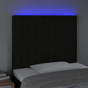 Cabeceira cama c/ LED tecido 100x5x118/128 cm preto