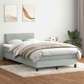 vidaXL Cama boxspring c/ colchão 120x210 cm veludo cinzento-claro