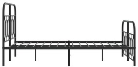 Estrutura de cama com cabeceira e pés 120x200 cm metal preto