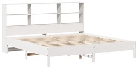 Cama com estante sem colchão 180x200 cm pinho maciço branco