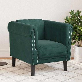 vidaXL Poltrona veludo verde-escuro