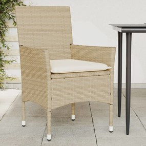 vidaXL Cadeiras de jardim com almofadões 2 pcs vime PE bege