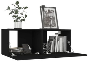 Móveis de TV 4 pcs 80x30x30 cm derivados de madeira preto