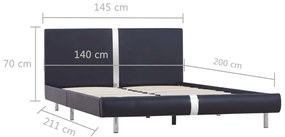 Estrutura de cama 140x200 cm couro artificial preto