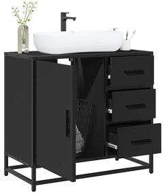 vidaXL Armário para lavatório 65x33x60 cm derivados de madeira preto