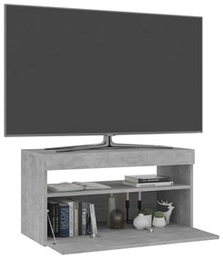 Móvel de TV com luzes LED 75x35x40 cm cinzento cimento
