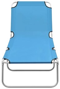 Espreguiçadeira dobrável aço e tecido azul turquesa