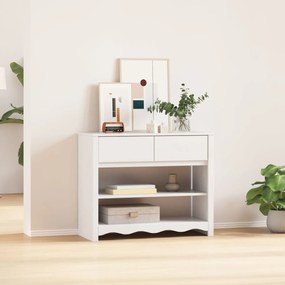 Mesa de Console "DRAMMEN" Branca 89,5x37x73 cm Madeira Sólida Pinheiro