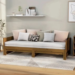 820255 vidaXL Estrutura sofá-cama de puxar 2x(90x200) cm pinho castanho-mel