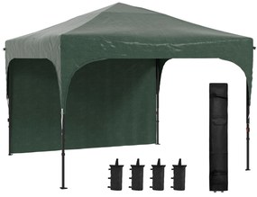 Tenda Dobrável 3x3m com Altura Ajustável Tenda de Jardim com 1 Parede