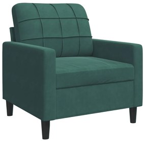 4 pcs conjunto sofás com almofadões e rolos veludo verde-escuro