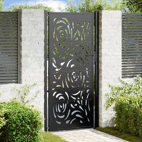 Portão de jardim 105x205 cm preto design de chama de aço