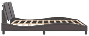 Estrutura de cama c/ luzes LED 180x200cm couro artificial cinza