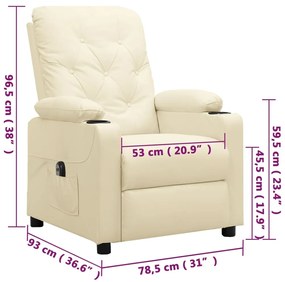 Poltrona reclinável elétrica couro artificial cor creme