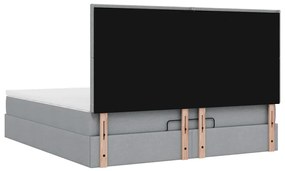 Estrutura cama otomana colchão 160x200 cm tecido cinzento claro