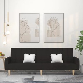 vidaXL Sofá-cama de 2 lugares tecido preto