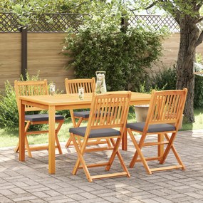Cadeiras de Jardim Dobráveis vidaXL com Almofada Cinza 4pcs em Madeira